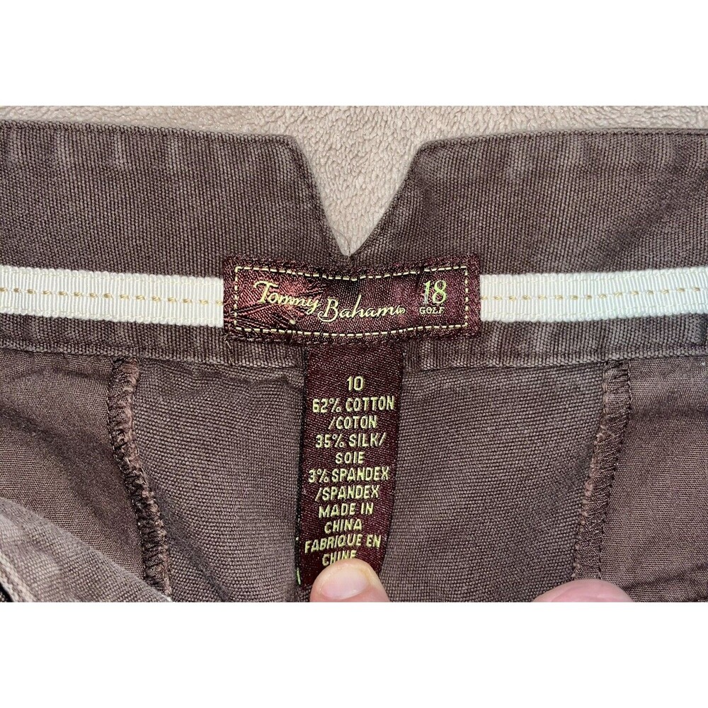Tommy Bahama Womens Size 10 Capri Pants Brown Slash Pockets Mid Rise Flat Front - Picture 3 of 4